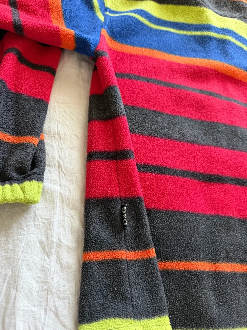 Dolce & Gabbana Striped Zip-Up Sweater in Red, Black &‎ Lime